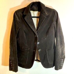 ZARA Sz 6 Blazer Corduroy Classic Cut No Shoulder Pads Lined  Brown